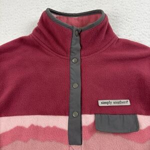 Simply Southern Sweater Womens Medium Pink Western Snap T Pullover Preppy‎